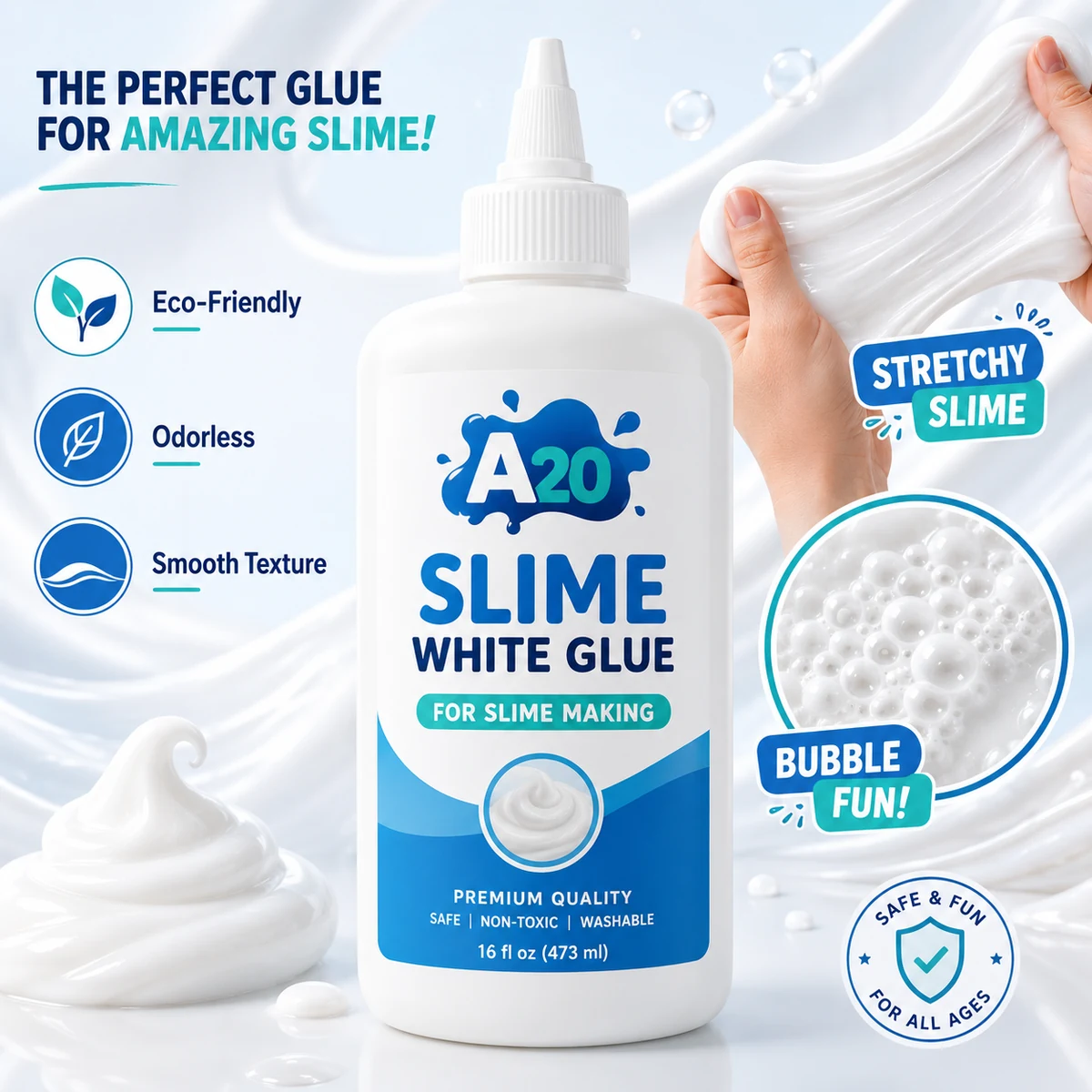 A20 Slime White Glue (16 fl oz / 473ml Bottle)